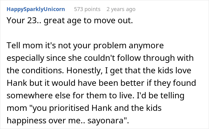 23-year-old faces family backlash for moving out, leaving mom with no childcare options and strained family relationships.