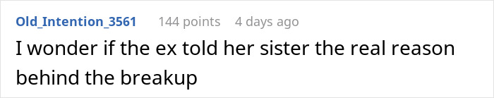 Text comment on a white background discussing a breakup, highlighting a fianc&eacute;e&rsquo;s unexpected request months before wedding.