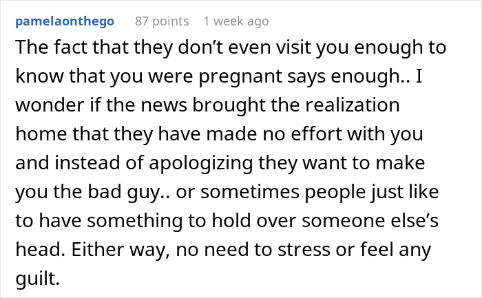 Comment on social media post about 23YO new mom hiding baby from religious family and facing criticism for secrecy.