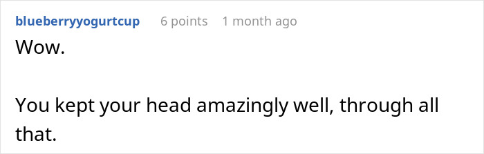 Screenshot of an online comment expressing amazement at a woman taking out a restraining order against MIL after many years.