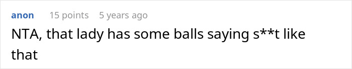 Screenshot of an online comment discussing a woman&rsquo;s experience with a homophobic mother-in-law excluding her from family photos.