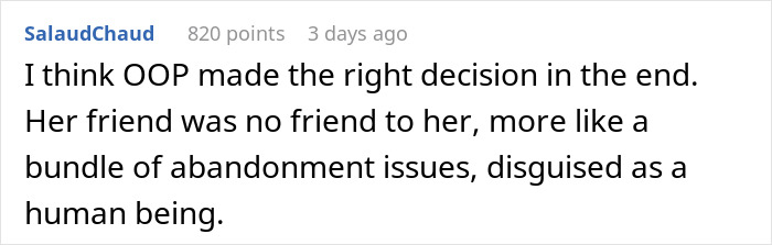 Comment on a forum post discussing a bestie ghosting a writer for months after getting a boyfriend and asking for help breaking into Hollywood.