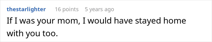 Text post on a gray background from user thestarlighter saying they would have stayed home too, no vegan options Christmas Eve dinner context.