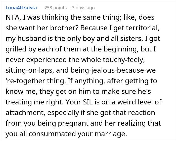 Text post from an online forum discussing a woman&rsquo;s obsession with her brother and family intervention consequences.