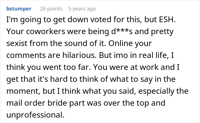 Comment discussing office potluck store bought dessert drama and workplace behavior with a focus on professionalism.