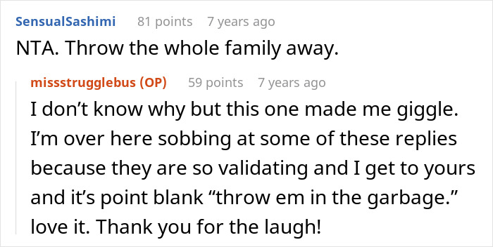 Reddit comments showing a woman feeling like she ruined Thanksgiving after blowing up at family for leaving dinner. Reddit comments showing a woman feeling like she ruined Thanksgiving after blowing up at family for leaving dinner.