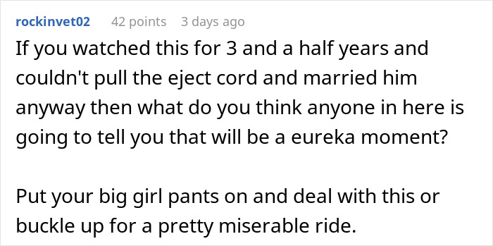 Comment on a forum discussing challenges of an unemployed husband paying bills and managing financial responsibilities.