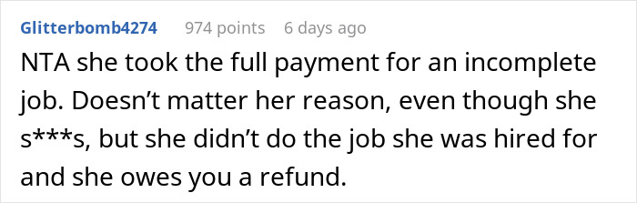 Comment on a forum discussing a makeup artist pretending to be sick and not completing work on a woman&rsquo;s wedding day.