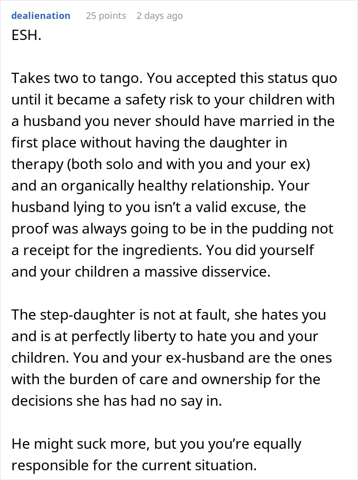 Online discussion about woman unable to tolerate stepdaughter&rsquo;s behavior and in-laws&rsquo; comments after years of marriage struggles.