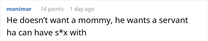 Comment about a toxic man venting on traditional wives and reacting to criticism of his flawed logic.