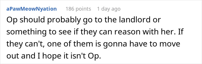 Screenshot of a Reddit comment discussing a person refusing to follow roommate&rsquo;s strict vegan rules in a shared kitchen.