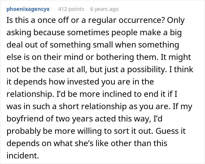 Comment discussing relationship issues after man lends girlfriend a spare keyboard, highlighting her reaction and its consequences.