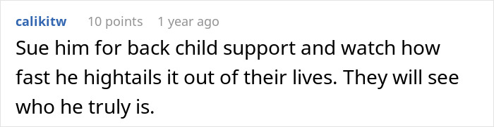 Commenter advising to sue for child support as a way to make the guy kick siblings out after surprise plan reveal.