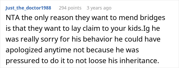 Screenshot of an online comment discussing a gay bro who mistreated his sister and faces consequences from parents disowning him.