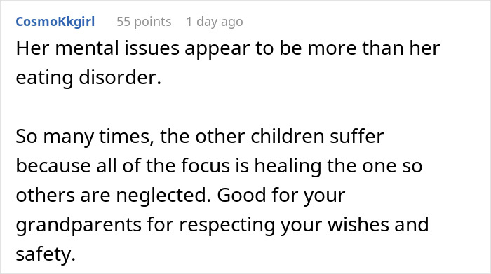 Comment discussing mental health issues and family dynamics in a woman threatening her sister&rsquo;s life before being taken away.