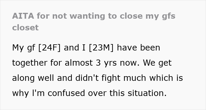 Text post about a guy venting online because his girlfriend wants him to close her closet door and their conflict.