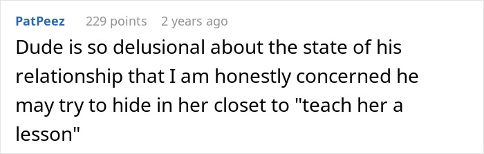Screenshot of an online comment discussing a guy venting about his girlfriend wanting him to close her closet door.