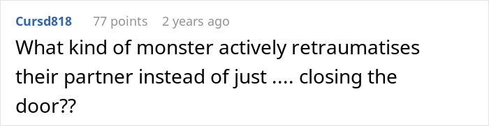 Screenshot of an online comment reacting to a guy venting about his girlfriend wanting him to close her closet door.