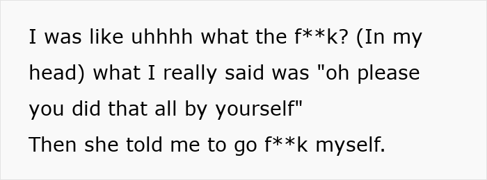 Text discussing a verbal attack and reaction, related to MIL poisoning family dog and being kicked out of their house.