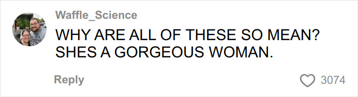 Alt text: Social media comment praising a curvy news anchor as a gorgeous woman amid mean viewer remarks.