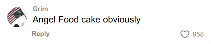 Screenshot of a viewer comment saying Angel Food cake, related to curvy news anchor going viral for reading mean comments.