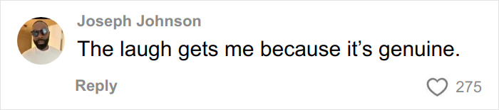 Comment from Joseph Johnson expressing genuine laughter reacting to curvy news anchor reading mean viewer comments.