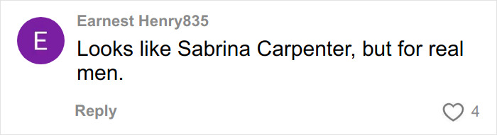 Comment from Earnest Henry835 reading a mean viewer comment about Sabrina Carpenter on a viral curvy news anchor post.