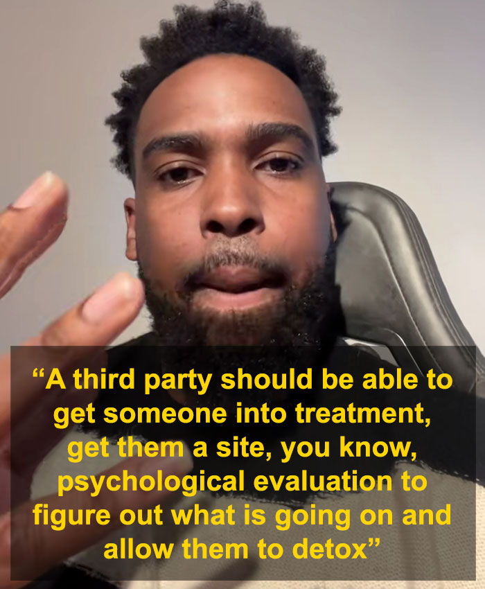 Man speaking seriously in a close-up video about struggling Nickelodeon star’s motel stay and emotional health.