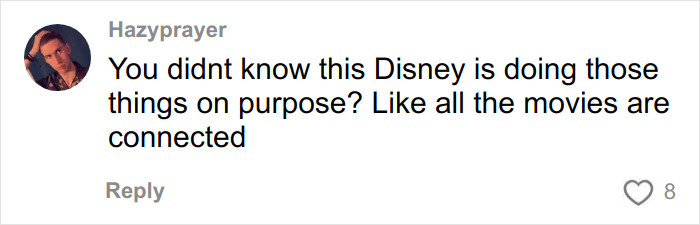 User comment about Disney fans reacting to the connection of Andy&rsquo;s mom in Toy Story with other movies.