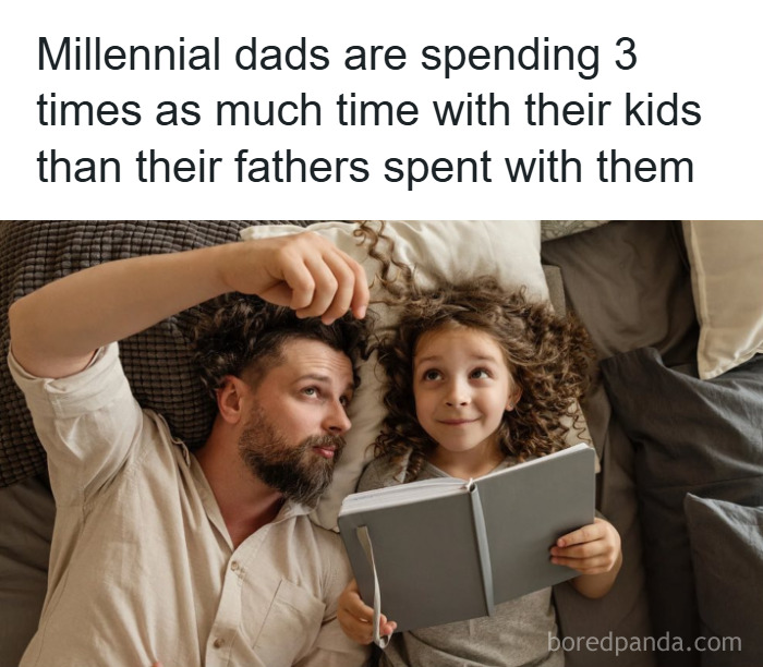 Millennial dad spending quality time reading with daughter, illustrating fun and fascinating psychology facts about parenting.