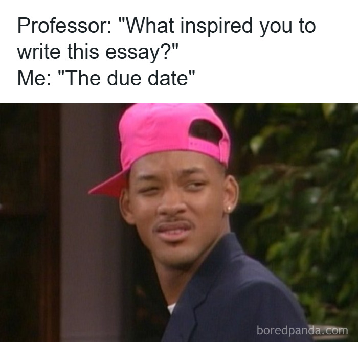 Student meme showing a confused young man wearing a pink cap, highlighting college life running on hope and energy drinks.