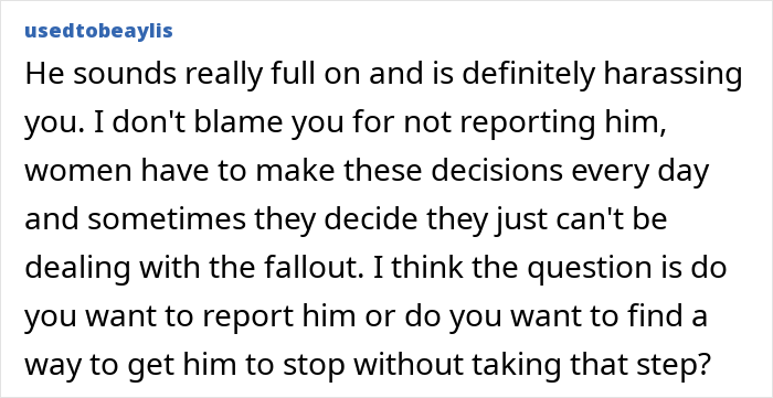 Comment discussing a colleague who won’t leave a younger colleague alone, suspecting inappropriate intentions and harassment. Comment discussing a colleague who won’t leave a younger colleague alone, suspecting inappropriate intentions and harassment.