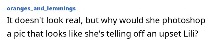 Comment discussing skepticism about Prince Harry and Meghan Markle's holiday snap, questioning its authenticity and possible manipulation.