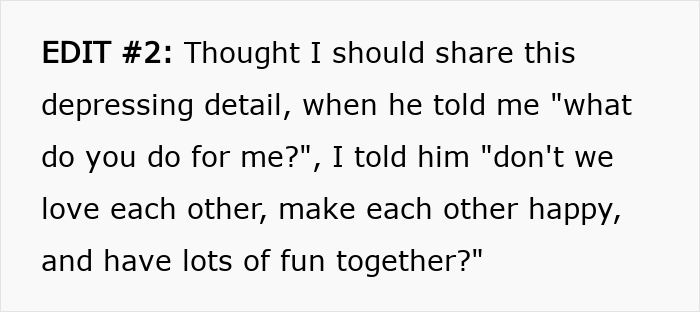 Alt text: Excerpt from a post detailing relationship drama about a man saying his girlfriend must earn an engagement ring. Alt text: Excerpt from a post detailing relationship drama about a man saying his girlfriend must earn an engagement ring.
