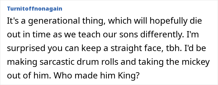 User comment calling out men who feel entitled to do nothing during Christmas, expressing frustration and sarcasm. User comment calling out men who feel entitled to do nothing during Christmas, expressing frustration and sarcasm.