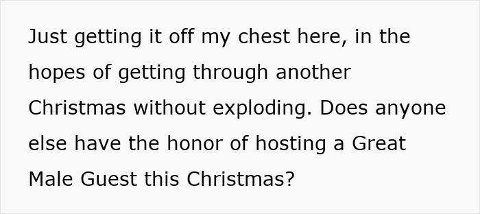 Woman expresses frustration calling out men who feel entitled to do nothing during Christmas gatherings. Woman expresses frustration calling out men who feel entitled to do nothing during Christmas gatherings.