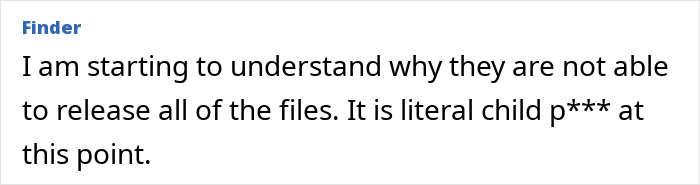 Comment discussing difficulties releasing Epstein file dump containing troubling art and bizarre role-play costumes from NYC townhouse.