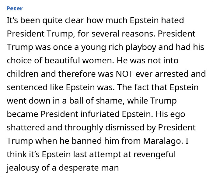 Alt text: Screenshot of online comment discussing Epstein file dump and its connection to troubling art and bizarre role-play costumes.