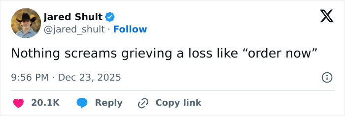 Tweet from Jared Shult criticizing Erika Kirk for promoting Charlie Kirk&rsquo;s book during a tragic time on social media.