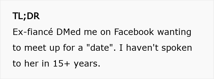Man left without closure after fiancé disappears before wedding, reconnects via Facebook after 15 years.