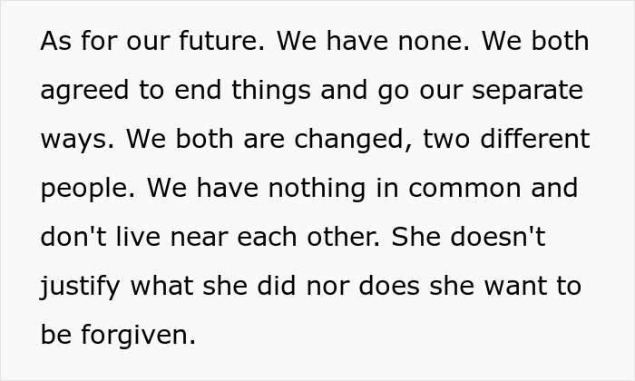 Text excerpt about man left without closure after fiancé disappears, reflecting on their ended future and changed lives.