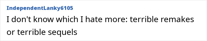 Screenshot of a user comment criticizing Disney remakes as terrible and reflecting concerns about soulless adaptations.