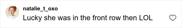 Comment on a social media post saying lucky she was in the front row about fan recreating Drew Barrymore&rsquo;s iconic 1989 Oscars dress.