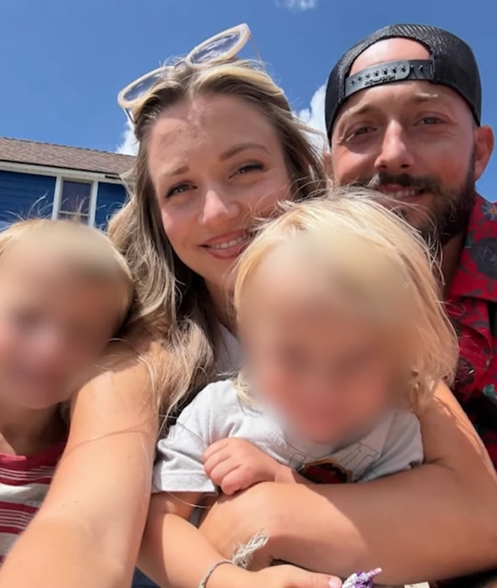 Family photo outdoors with children and parents, highlighting children&rsquo;s heartbreaking words after dad&rsquo;s disturbing behavior on mountain.
