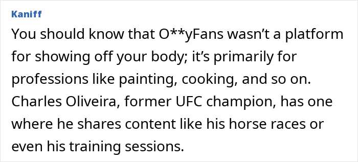 Comment discussing the transition of a tennis star to adult content creation, mentioning breast enhancement and earnings.