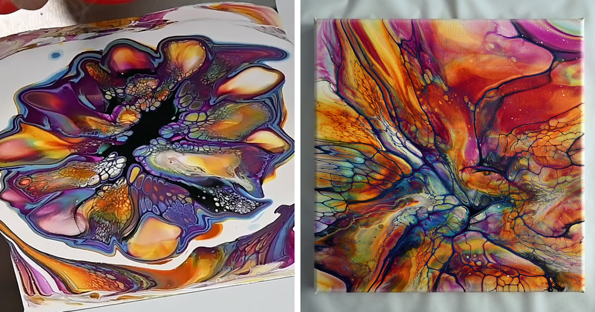 Bloom Transfer Fluid Art Technique: Acrylic Pour Painting With ...