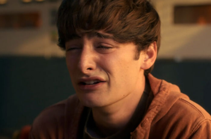 Teen boy reacting emotionally while watching Stranger Things Season 5, capturing funniest things parents said moments.