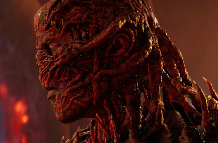 Close-up of a creature from Stranger Things season 5, highlighting horror elements that inspired funny parent reactions.