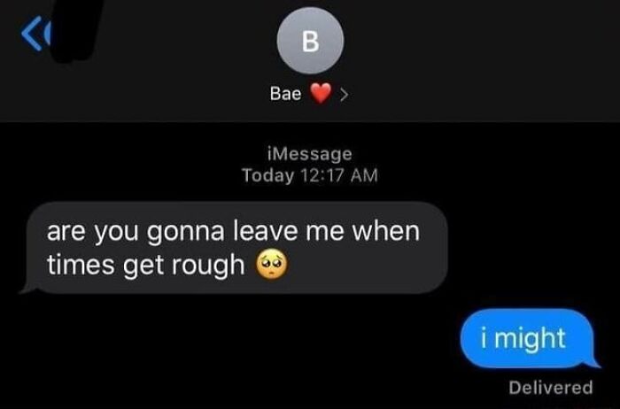 Text message conversation with a humorous and unhinged reply, part of weird texts that might make you laugh out loud.