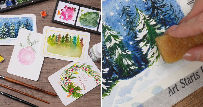 I Hand-Painted My Christmas Cards This Year, And These 4 Easy Ideas Are Perfect For Beginners